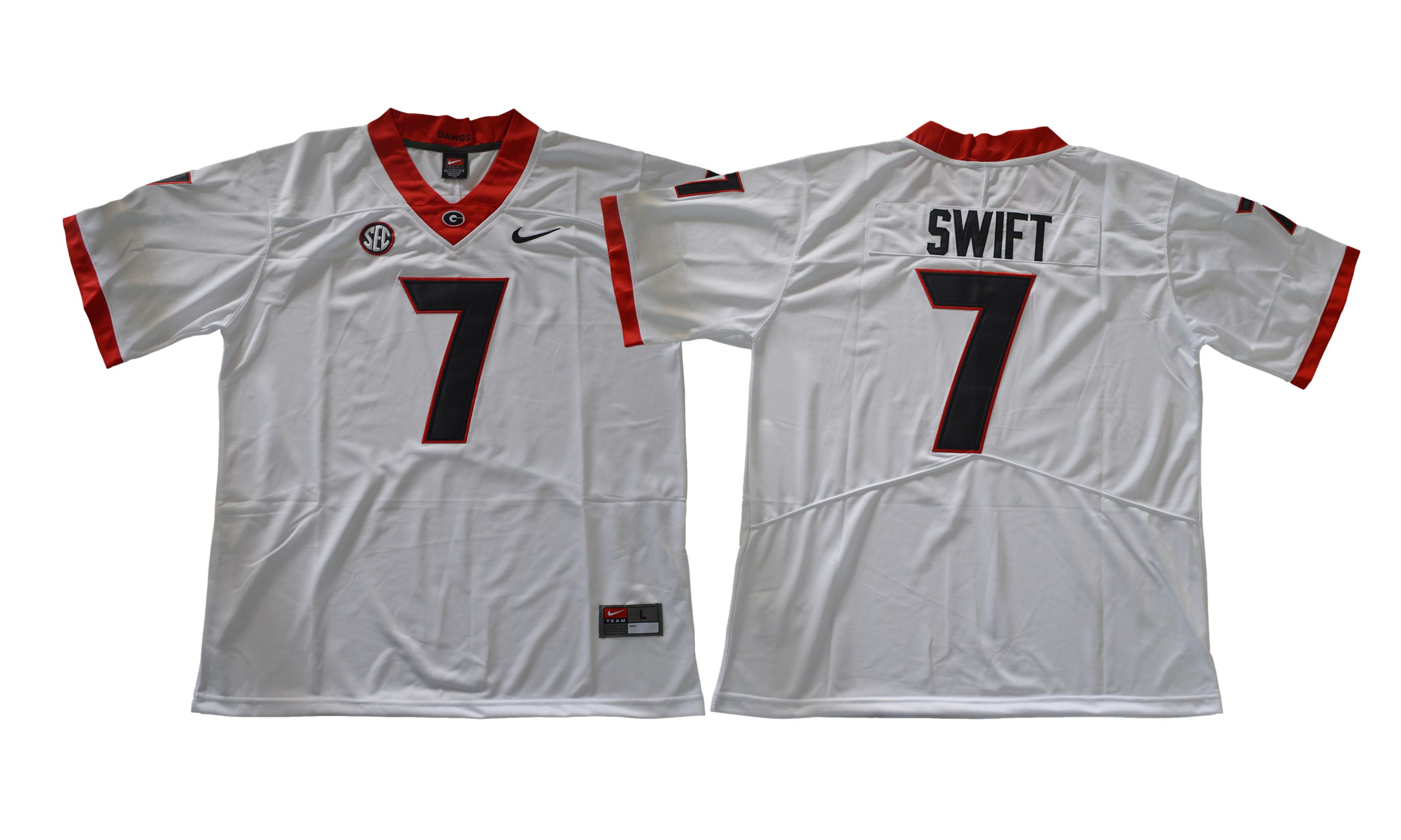 Men NCAA 2017 Georgia Bulldogs #7 Swift white jersey